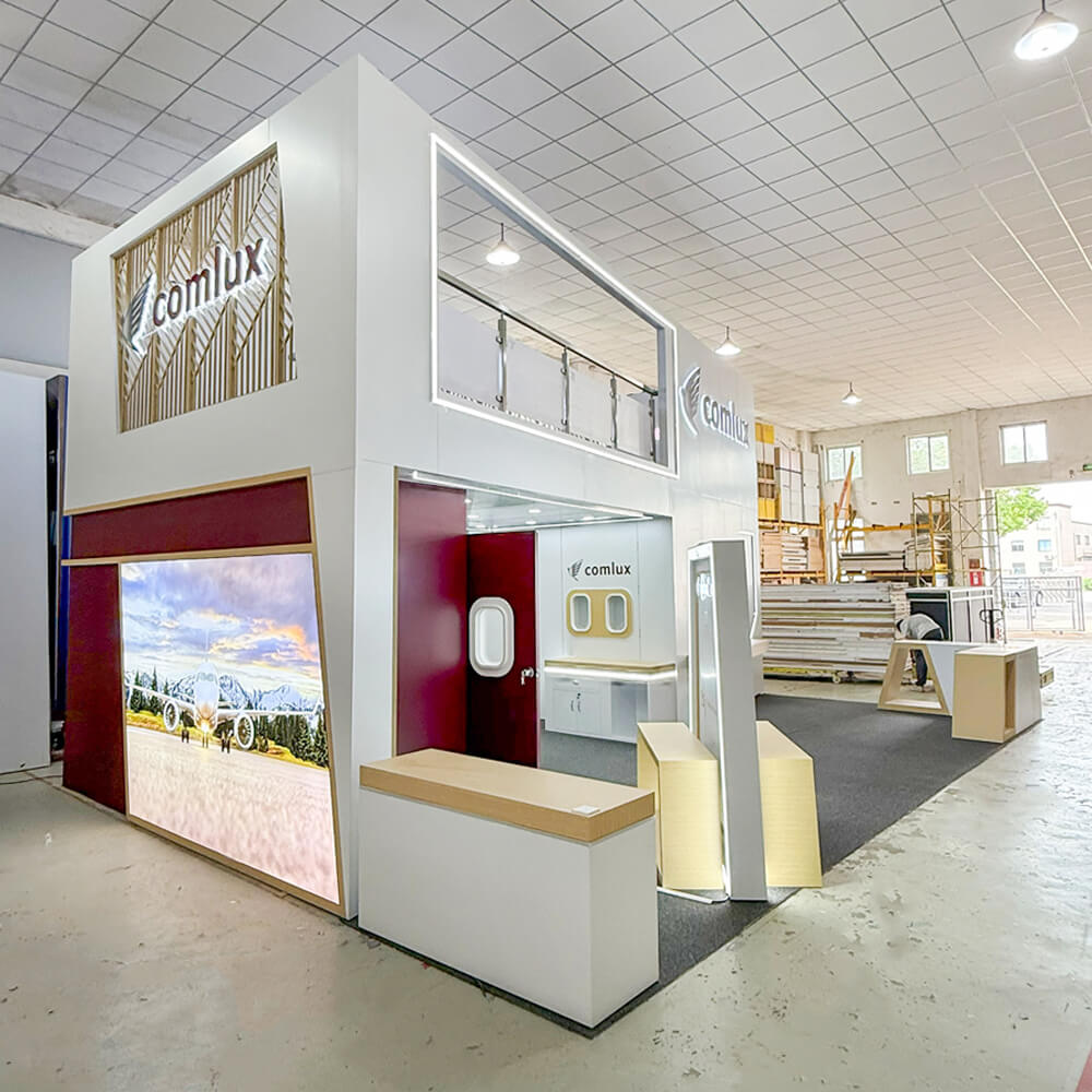 Custom Double Deck Trade Show Booth for High-End Exhibition Stand Design