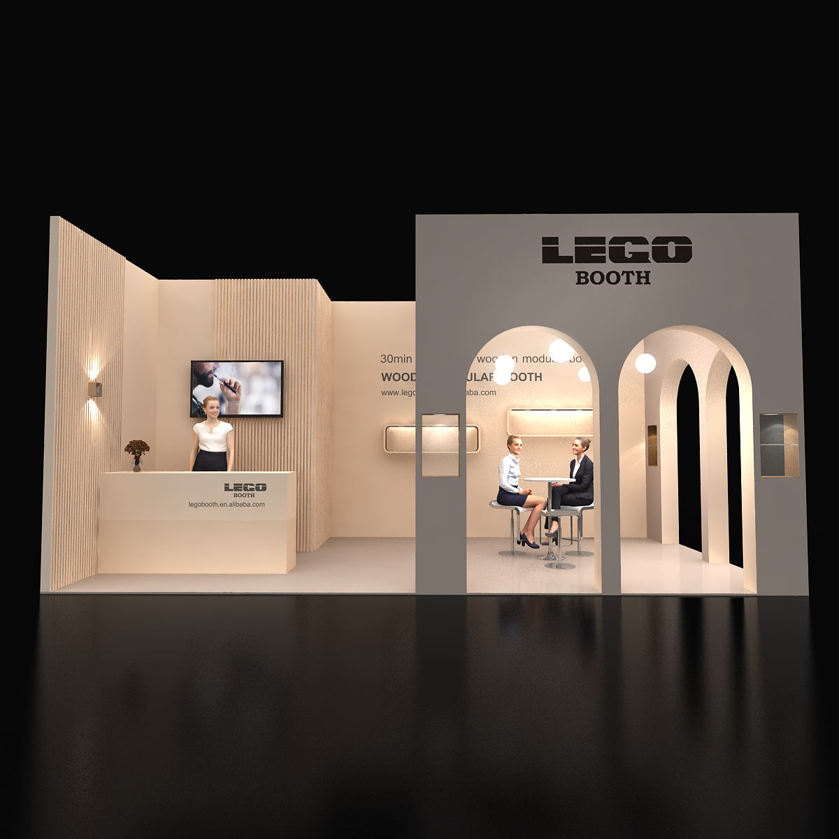 Easy-Build 10x20ft Custom Wooden Booth for Cosmetics & Beauty Shows