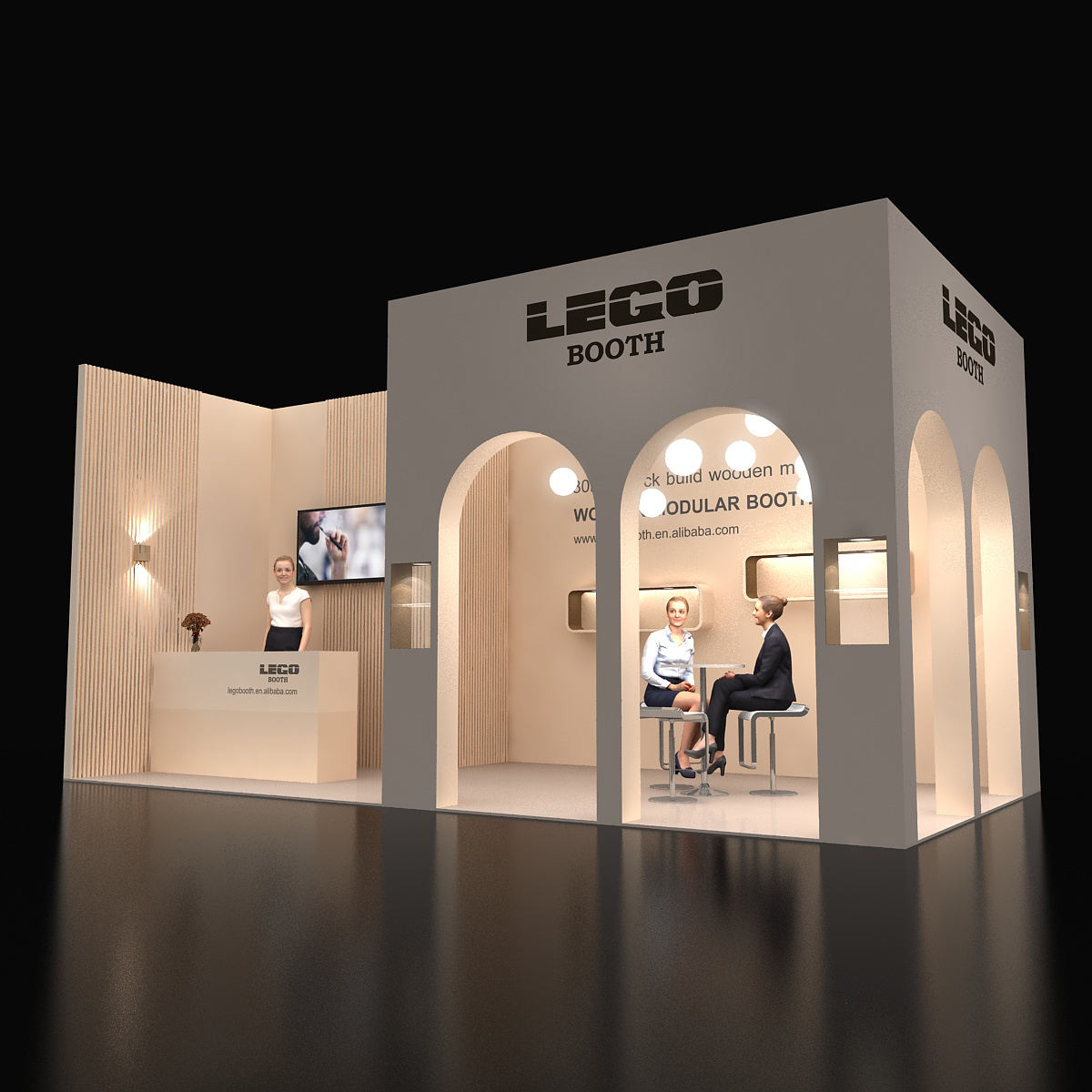 Easy-Build 10x20ft Custom Wooden Booth for Cosmetics & Beauty Shows