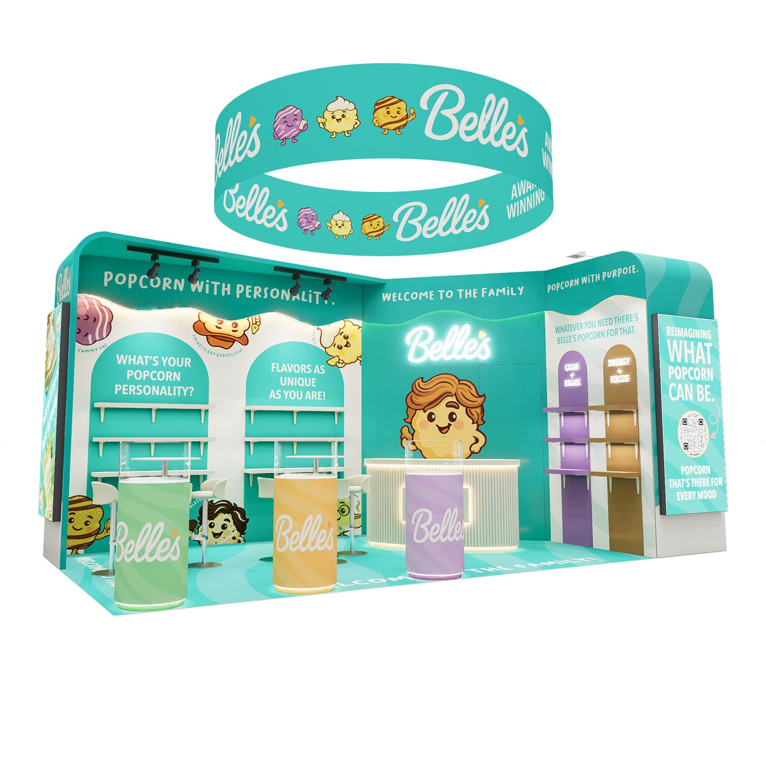 Stylish 20x20ft Modular Kawaii Exhibition Stand for Sweets & Snacks