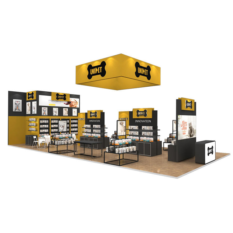 Easy-Build 20x40ft Custom Wooden Booth with Heavy-Duty Shelving for Pet Supplies Expo
