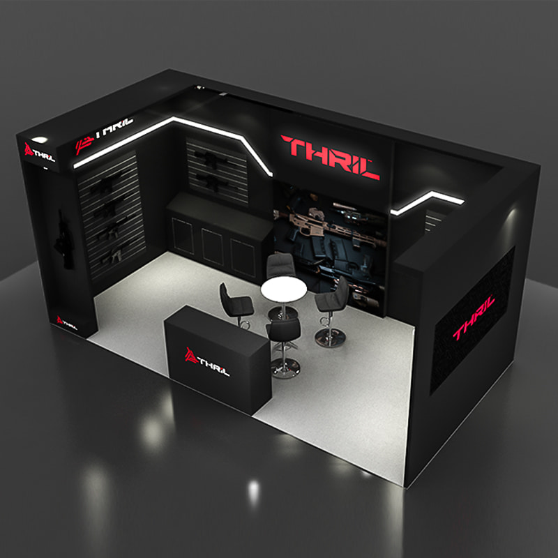 Modular Booth for Firearms & Shooting Accessories Display Suitable for shooting sports brands and professional equipment operators.